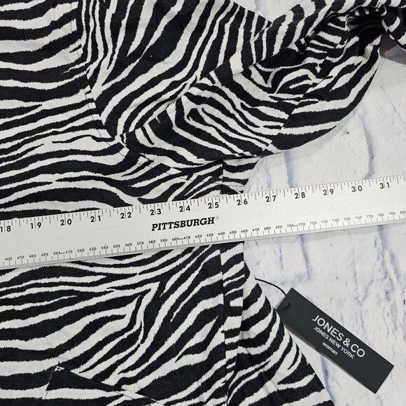 Jones New York Black White Zebra Striped Linen Blend Tunic Top Dress WOMENS 2X - Picture 4 of 10